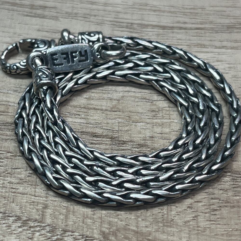 EFFY designer Sterling Silver 925 Wheat Link Chain Biker Necklace No Pendant 17”